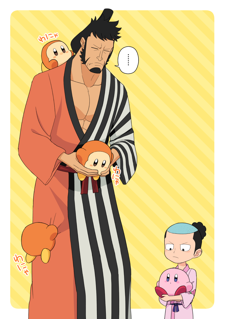 kirby, waddle dee, kouzuki momonosuke, and kinemon (one piece and 1 more) drawn by hasami_(hasami25)