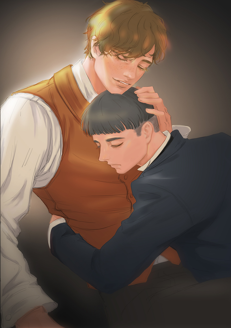 newt scamander and credence barebone (wizarding world and 1 more) drawn by yunzhi-zz