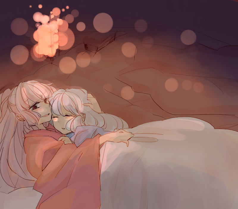 fujiwara no mokou and kamishirasawa keine (touhou) drawn by komaku_juushoku