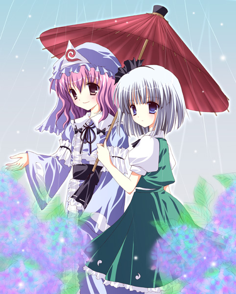 konpaku youmu and saigyouji yuyuko (touhou) drawn by shirogane_hina