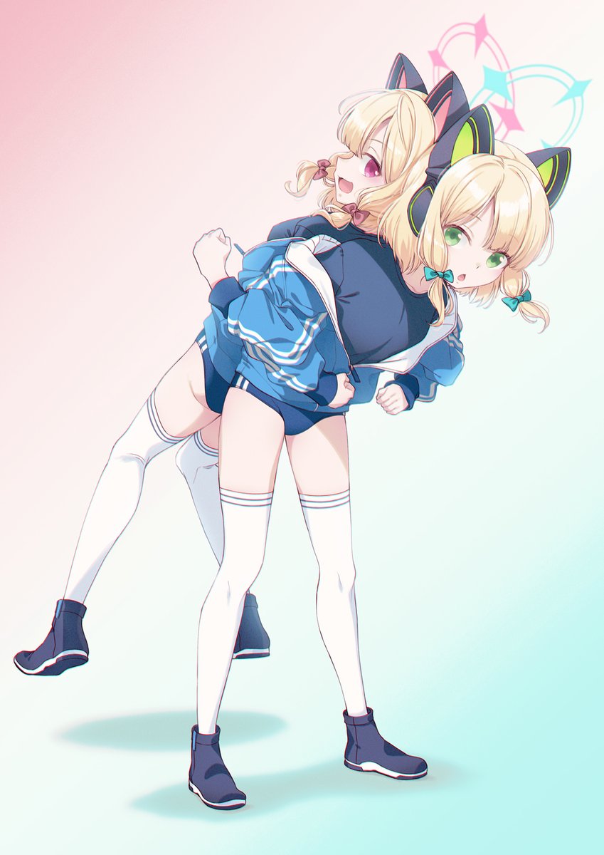 momoi and midori (blue archive) drawn by 40hara