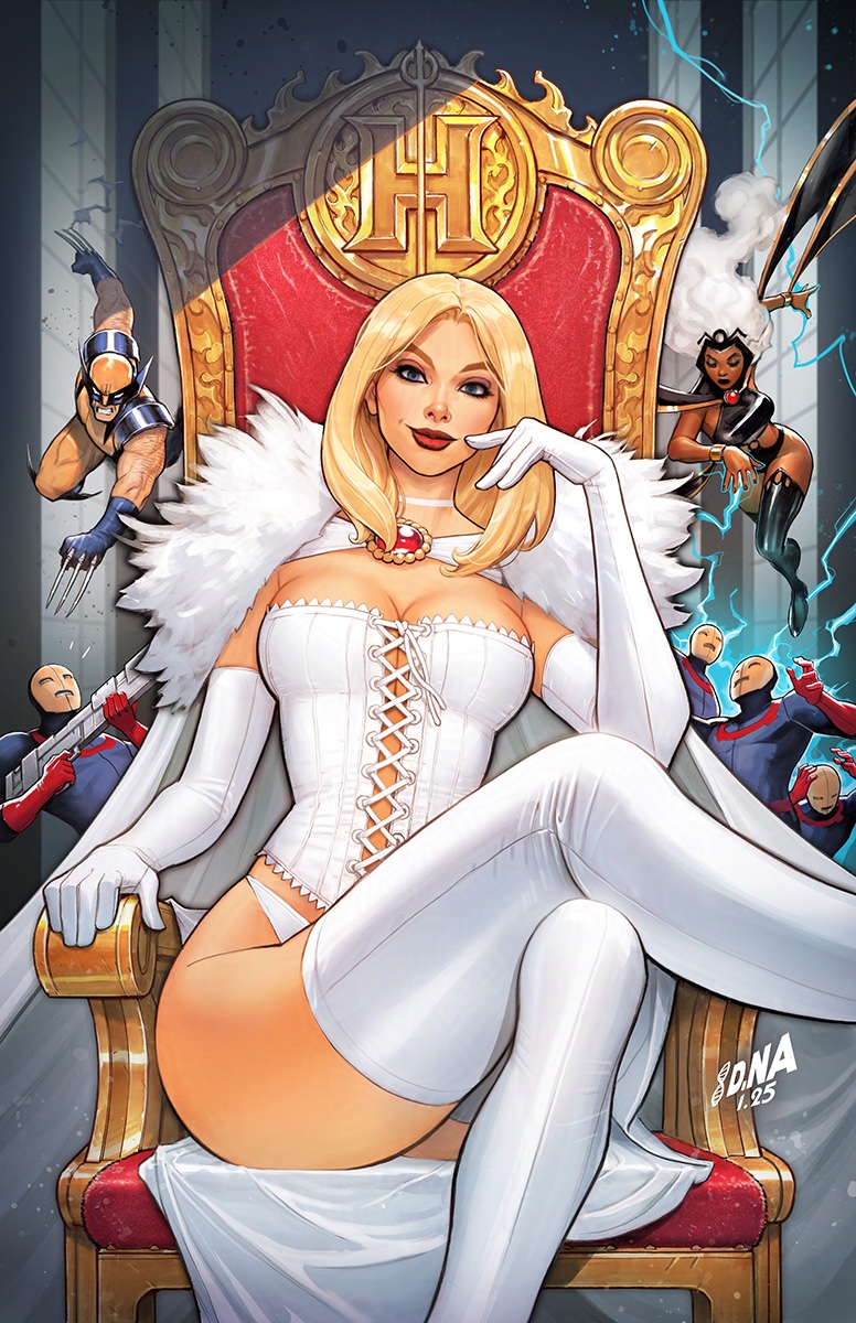 wolverine, emma frost, and storm (marvel and 1 more) drawn by david_nakayama