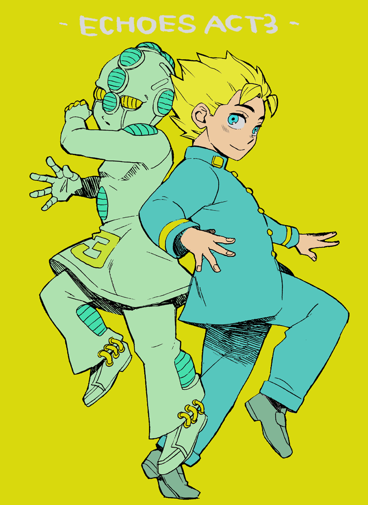 hirose koichi, echoes, and echoes act3 (jojo no kimyou na bouken and 1 more) drawn by mikey_uo