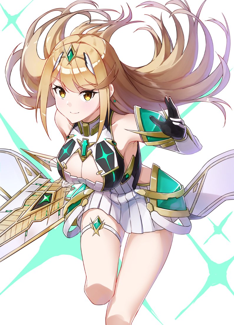 mythra (xenoblade chronicles and 1 more) drawn by .com_(bot_com1)