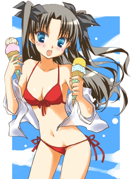 tohsaka rin (fate and 1 more) drawn by mofmof_(sousa)