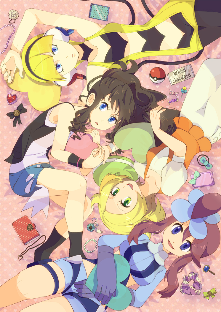 hilda, skyla, elesa, and bianca (pokemon and 1 more) drawn by pohe