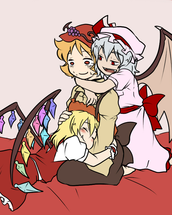 remilia scarlet, flandre scarlet, and aki minoriko (touhou) drawn by mutsuki_(tsugaidanuki)
