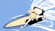 1girl bangs bare_shoulders blonde_hair blue_background braid breasts commentary_request eyebrows_visible_through_hair fate/grand_order fate_(series) green_eyes hair_ornament hair_scrunchie highres long_hair mordred_(fate) mordred_(fate)_(all) ponytail red_scrunchie scrunchie small_breasts smile solo surfboard surfing takatun223 rating:s score:0 1girl bangs bare_shoulders blonde_hair blue_background braid breasts commentary_request eyebrows_visible_through_hair fate/grand_order fate_(series) green_eyes hair_ornament hair_scrunchie highres long_hair mordred_(fate) mordred_(fate)_(all) ponytail red_scrunchie scrunchie small_breasts smile solo surfboard surfing takatun223