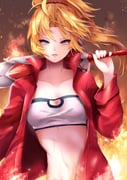 1girl absurdres artist_name bandeau bangs blonde_hair braid breasts cleavage commentary_request eyebrows_visible_through_hair fate/apocrypha fate/grand_order fate_(series) green_eyes hair_ornament hand_up highres holding holding_sword holding_weapon huge_filesize jacket long_hair looking_at_viewer medium_breasts midriff mordred_(fate) mordred_(fate)_(all) navel necrodeer open_clothes open_jacket over_shoulder ponytail red_jacket red_scrunchie scrunchie smile solo stomach strapless sword tubetop upper_body weapon weapon_over_shoulder rating:s score:0 1girl absurdres artist_name bandeau bangs blonde_hair braid breasts cleavage commentary_request eyebrows_visible_through_hair fate/apocrypha fate/grand_order fate_(series) green_eyes hair_ornament hand_up highres holding holding_sword holding_weapon huge_filesize jacket long_hair looking_at_viewer medium_breasts midriff mordred_(fate) mordred_(fate)_(all) navel necrodeer open_clothes open_jacket over_shoulder ponytail red_jacket red_scrunchie scrunchie smile solo stomach strapless sword tubetop upper_body weapon weapon_over_shoulder