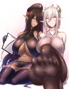 2girls bare_shoulders black_hair breasts dark_skin earrings elf feet green_eyes hair_between_eyes highres horns jewelry large_breasts looking_at_viewer multiple_girls nurse original pantyhose pointy_ears shiroshisu smile thighhighs white_eyes white_hair rating:q score:0 2girls bare_shoulders black_hair breasts dark_skin earrings elf feet green_eyes hair_between_eyes highres horns jewelry large_breasts looking_at_viewer multiple_girls nurse original pantyhose pointy_ears shiroshisu smile thighhighs white_eyes white_hair