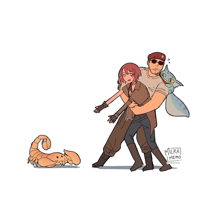 courier, noelle rutherford, craig boone, jalapeno, and barky (fallout and 1 more) drawn by milramemo