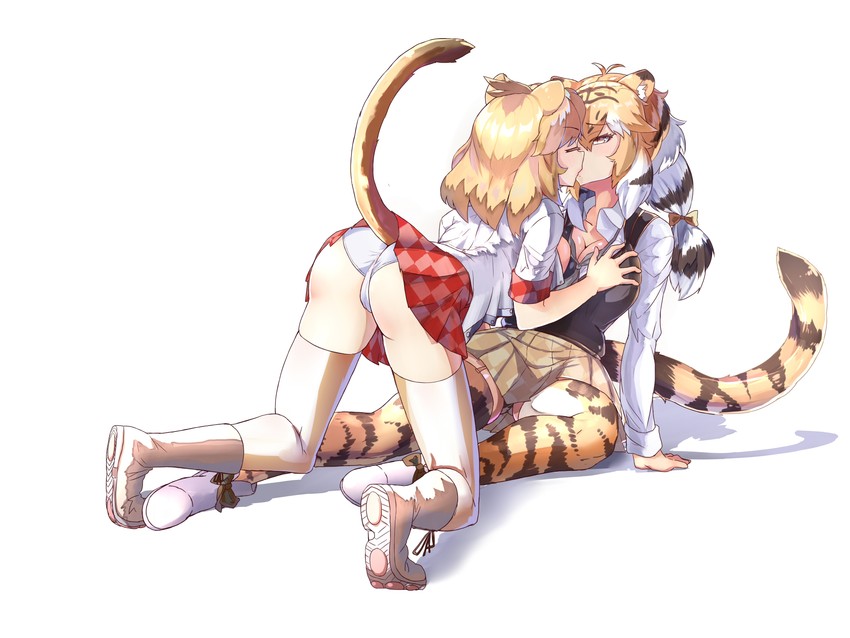 lion and siberian tiger (kemono friends) drawn by boy_(pixiv17542438)