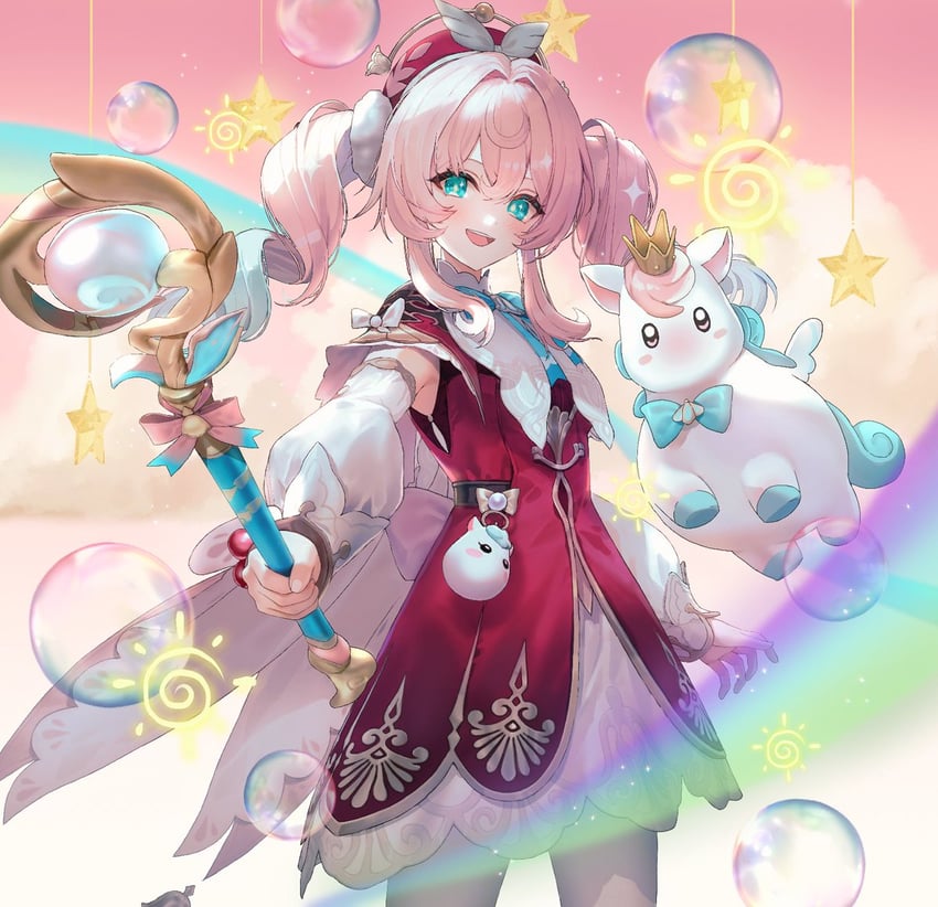 hyacine and little ica (honkai and 1 more) drawn by hanato_(seonoaiko)