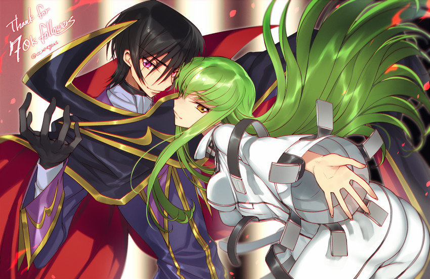 c.c. and lelouch vi britannia (code geass) drawn by creayus