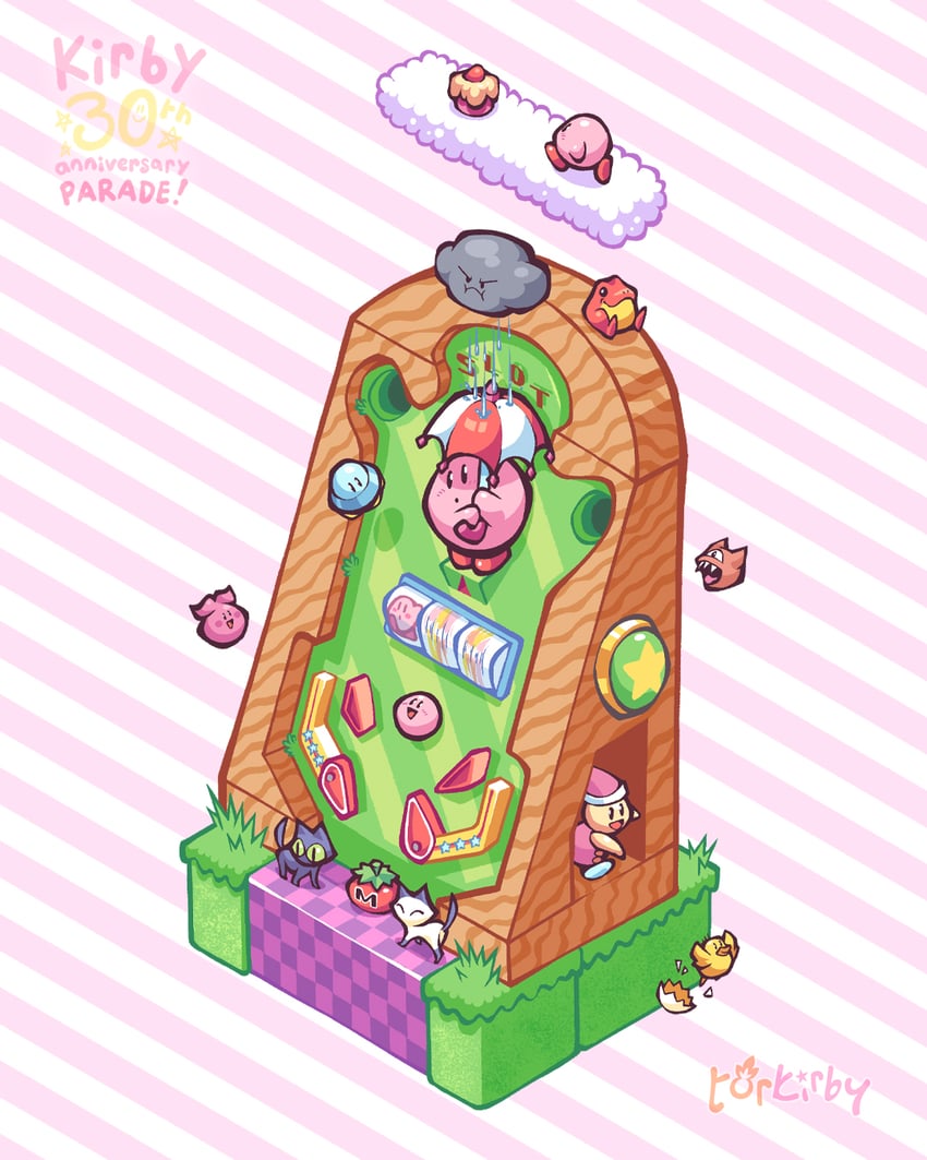 kirby, scarfy, ufo, parasol kirby, poppy bros jr, and 4 more (kirby and 1 more) drawn by torkirby