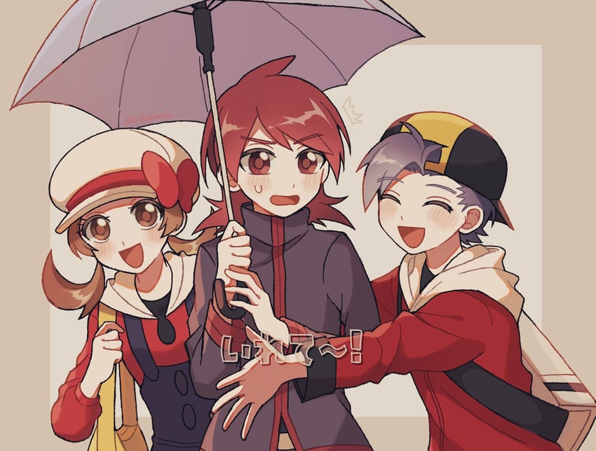 ethan, lyra, and silver (pokemon and 1 more) drawn by mikakami1e