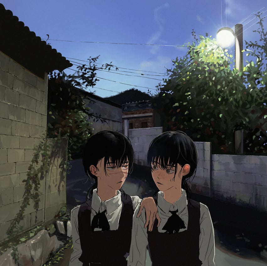 yoru and mitaka asa (chainsaw man) drawn by bonsachoi