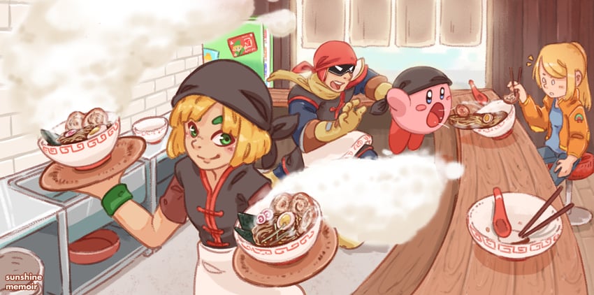 kirby, samus aran, min min, and captain falcon (kirby and 4 more) drawn by khiuly