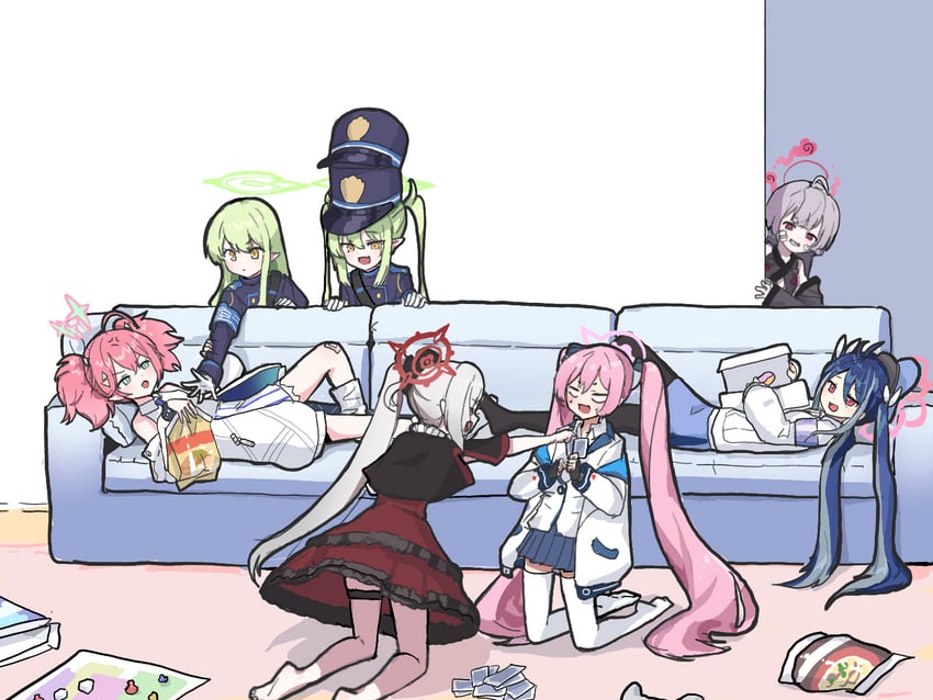 mutsuki, hikari, nozomi, fubuki, koyuki, and 2 more (blue archive) drawn by uranium10