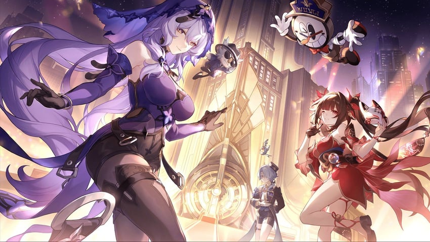 sparkle, black swan, misha, and clockie (honkai and 1 more)