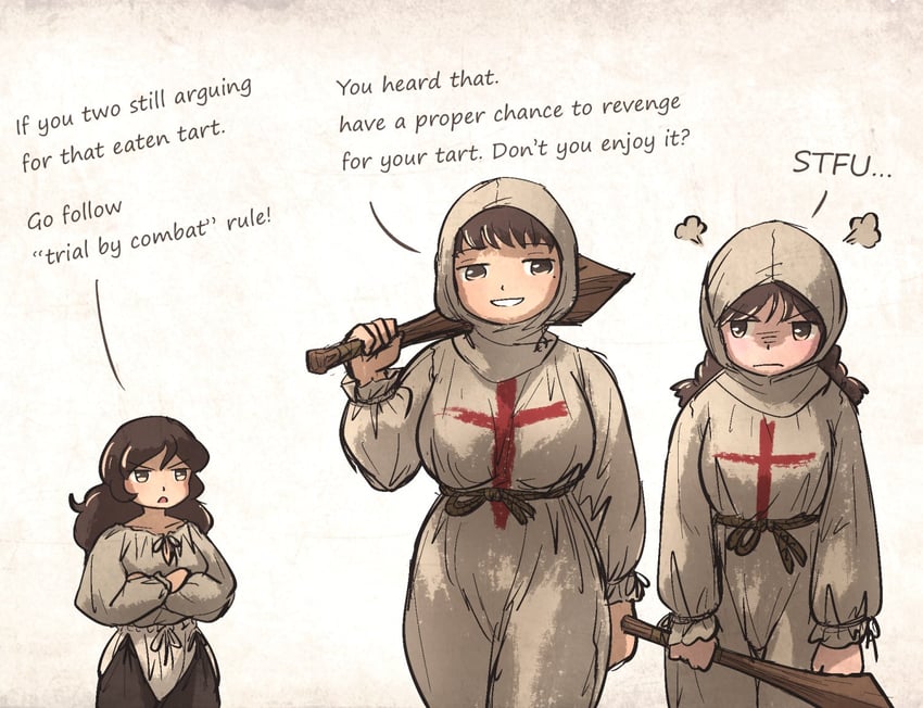 twin braids sister, lady lucerne, and sister-at-arms (ordo mediare sisters) drawn by ironlily