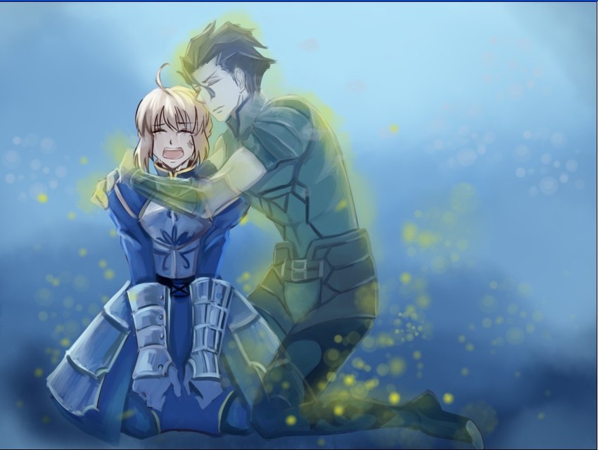 artoria pendragon, saber, and diarmuid ua duibhne (fate and 1 more) drawn by nebulaangel