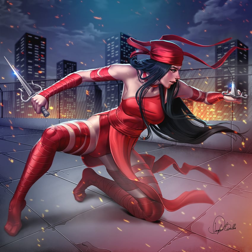 elektra natchios (marvel) drawn by douglas_bicalho