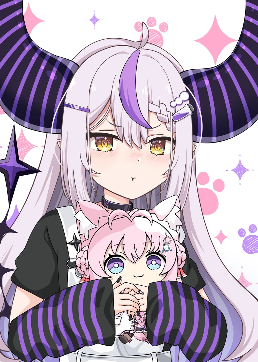 la+ darknesss and hakui koyori (hololive) drawn by kyabetsu_ningen