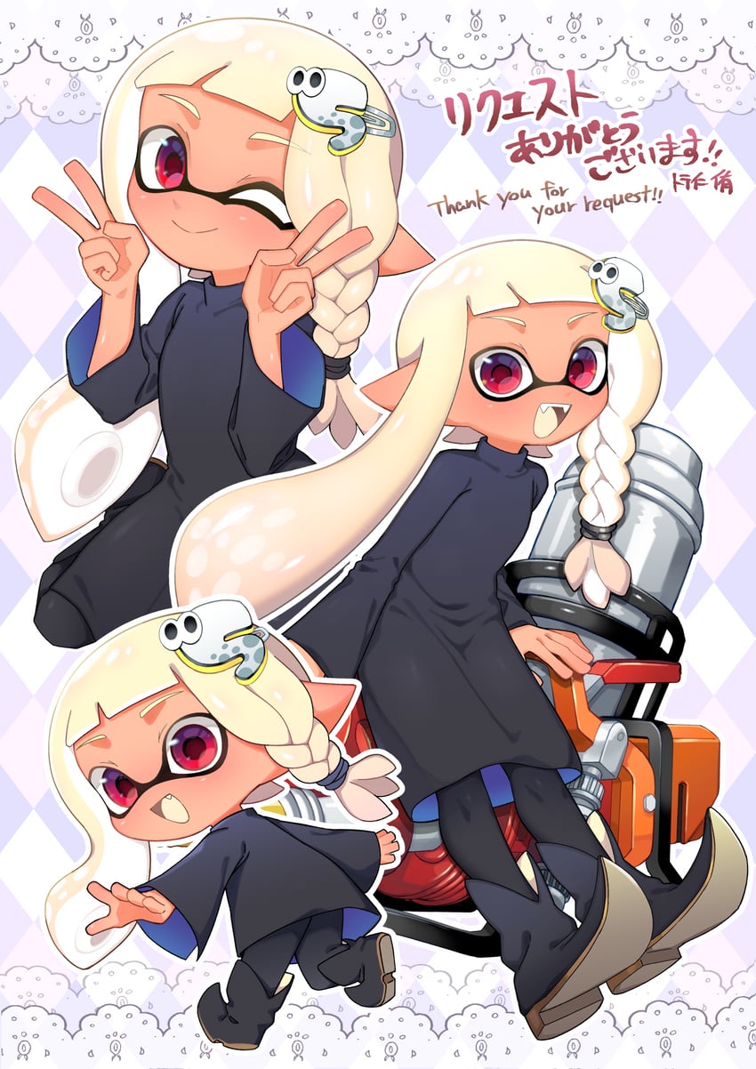 inkling player character and inkling girl (splatoon) drawn by minamidena