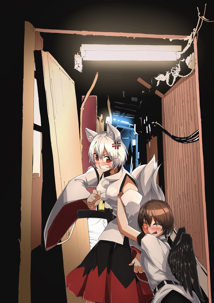 shameimaru aya and inubashiri momiji (touhou) drawn by evans_2k