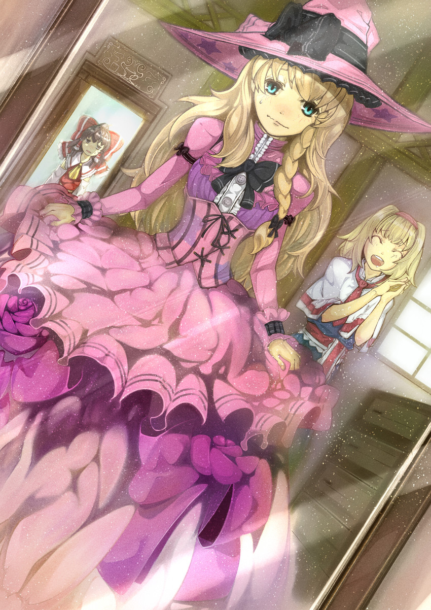 hakurei reimu, kirisame marisa, and alice margatroid (touhou) drawn by str-natural