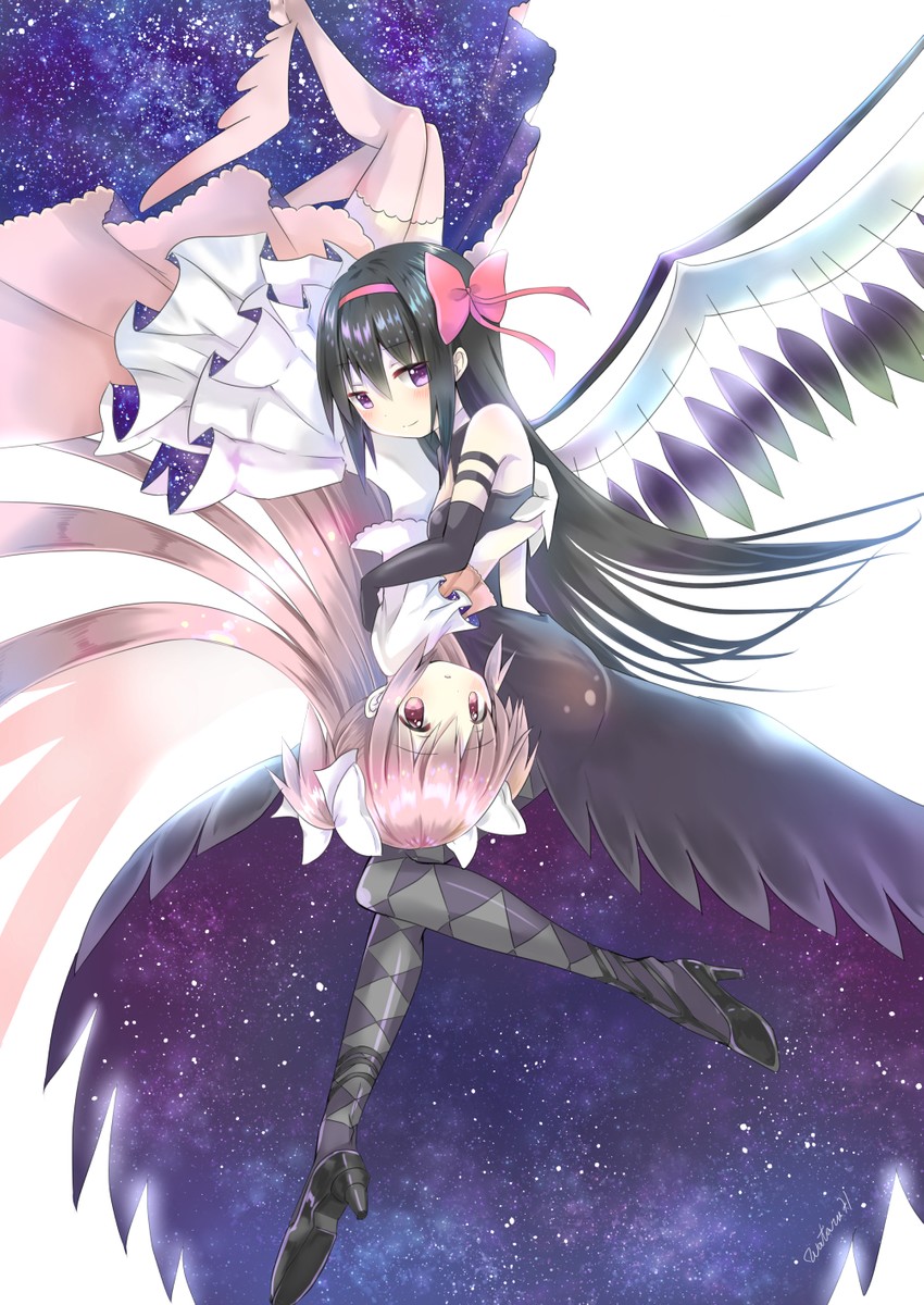 akemi homura, kaname madoka, ultimate madoka, and akuma homura (mahou shoujo madoka magica and 1 more) drawn by hoshikage_wataru