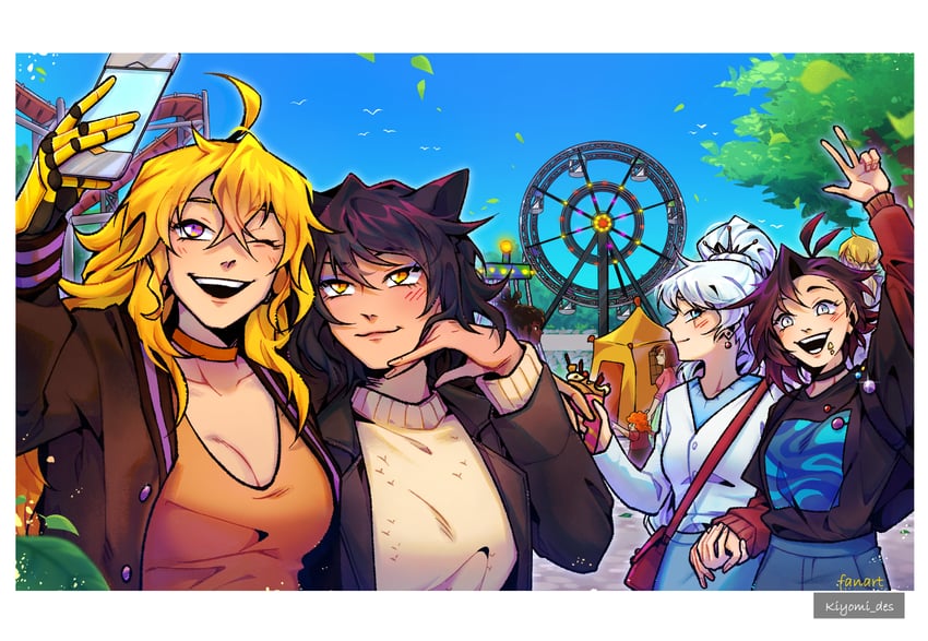 ruby rose, weiss schnee, yang xiao long, and blake belladonna (rwby) drawn by kiyomi_des