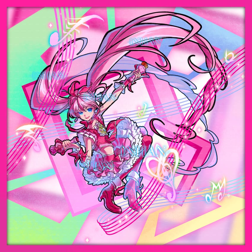 houjou hibiki and cure melody (precure and 1 more) drawn by inhan