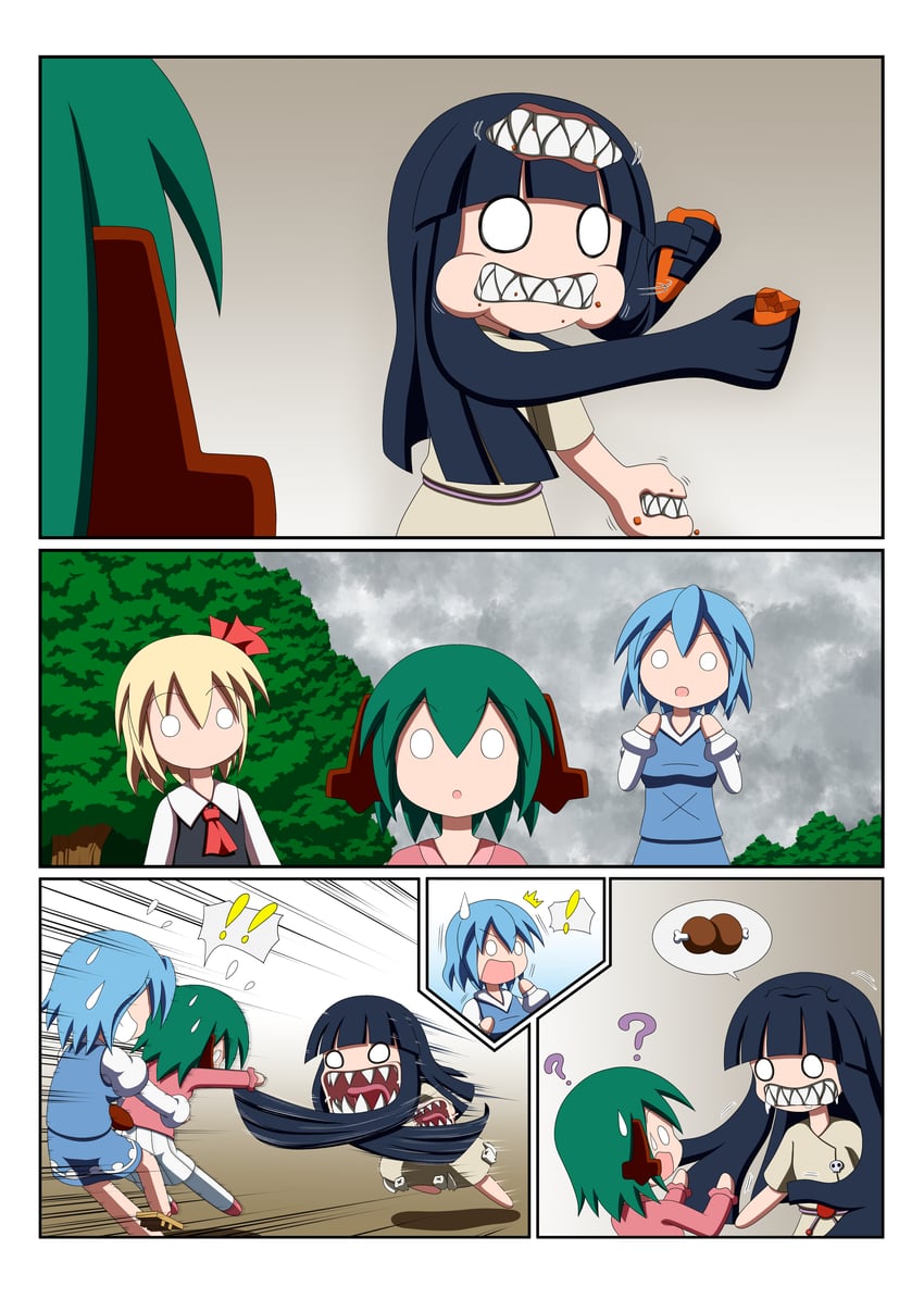 rumia, tatara kogasa, and kasodani kyouko (original and 1 more) drawn by rakugaki-biyori
