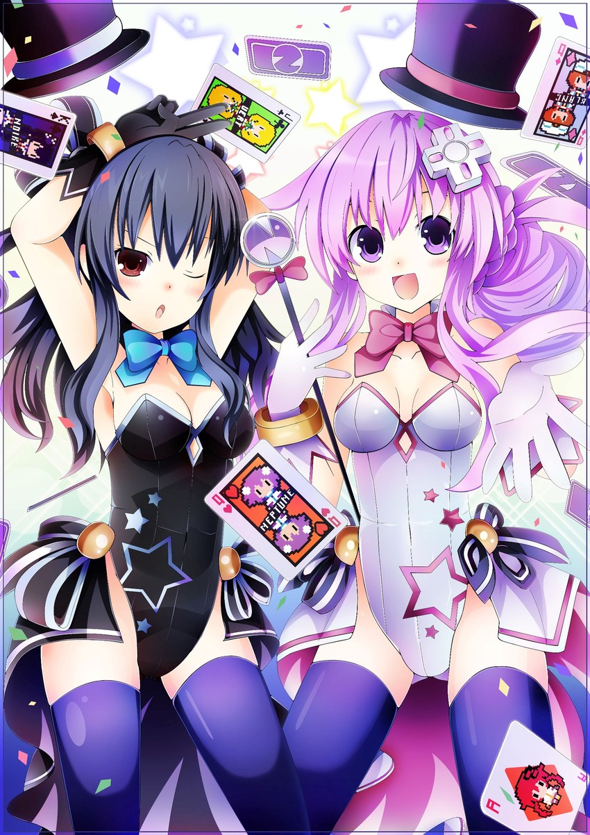 noire, nepgear, blanc, vert, uni, and 1 more (neptune and 1 more) drawn by sapusakti
