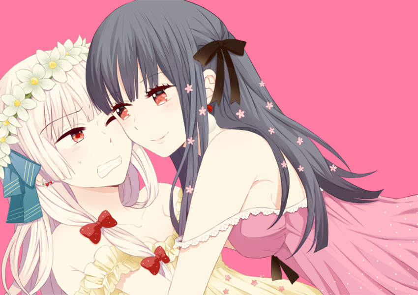 fujiwara no mokou and houraisan kaguya (touhou) drawn by satou_memeko
