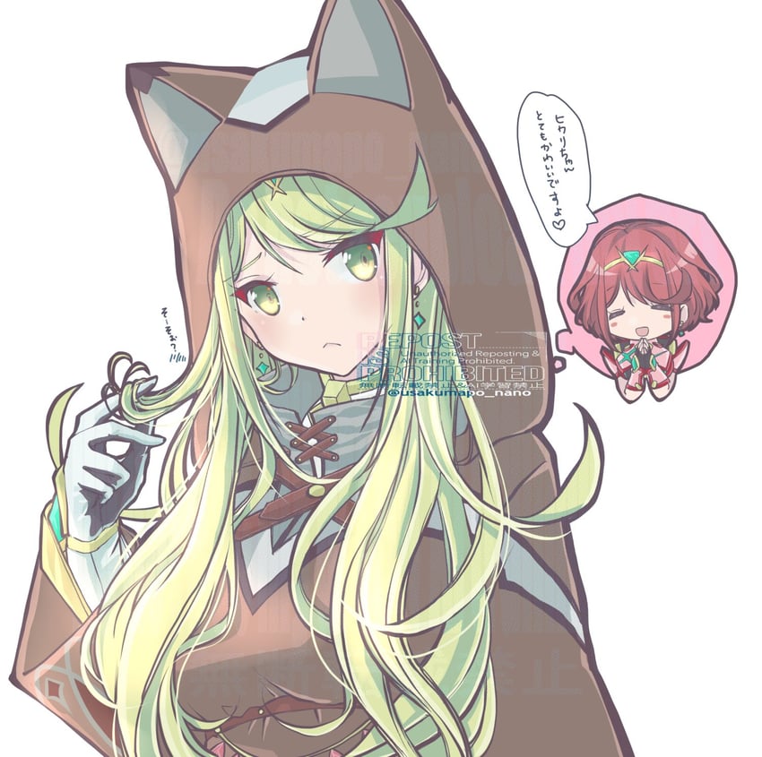 pyra and mythra (xenoblade chronicles and 1 more) drawn by usakumapo_nano
