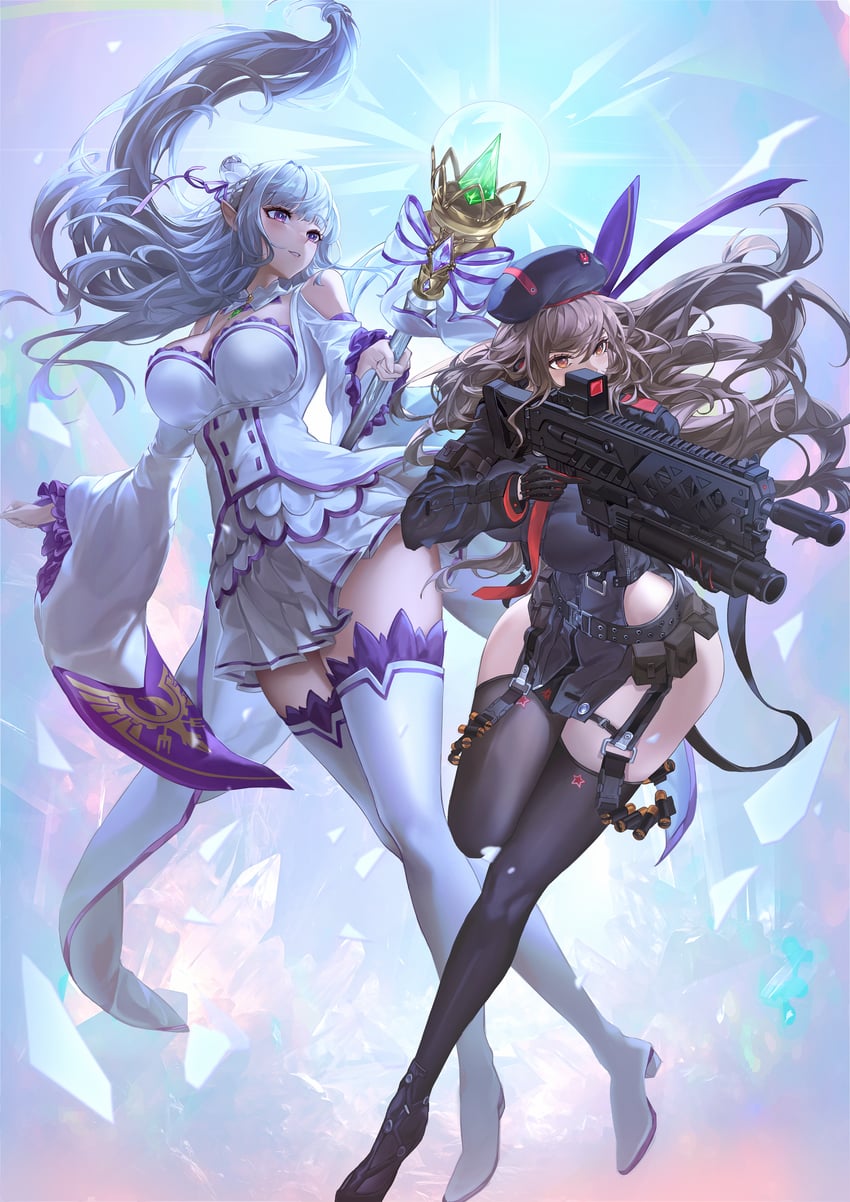 emilia, rapi, and kayli mills (goddess of victory: nikke and 1 more) drawn by eru_(eru_illust)
