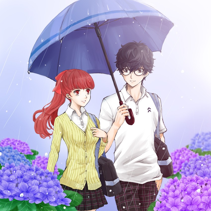 amamiya ren and yoshizawa kasumi (persona and 2 more) drawn by erimiyaman