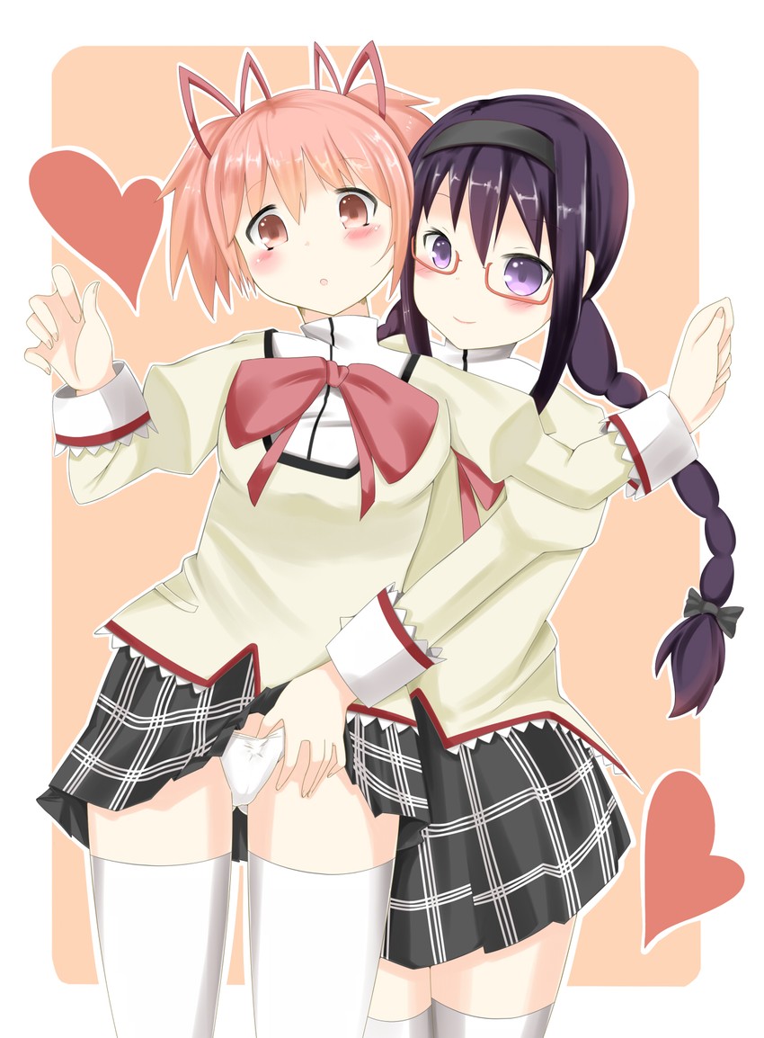 akemi homura and kaname madoka (mahou shoujo madoka magica) drawn by michitose_michiru