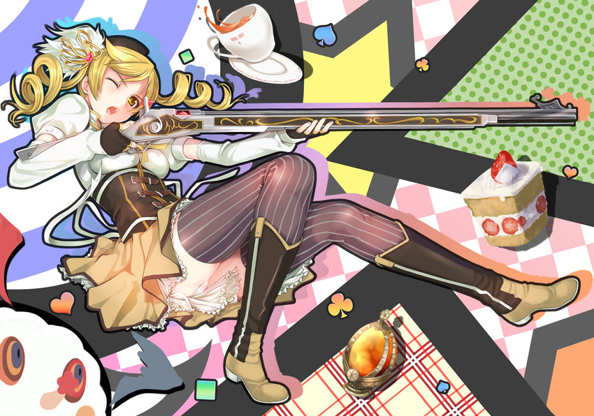 tomoe mami and charlotte (mahou shoujo madoka magica) drawn by mikazuki_akira!