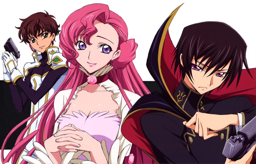 lelouch vi britannia, kururugi suzaku, and euphemia li britannia (code geass) drawn by ishida_kana