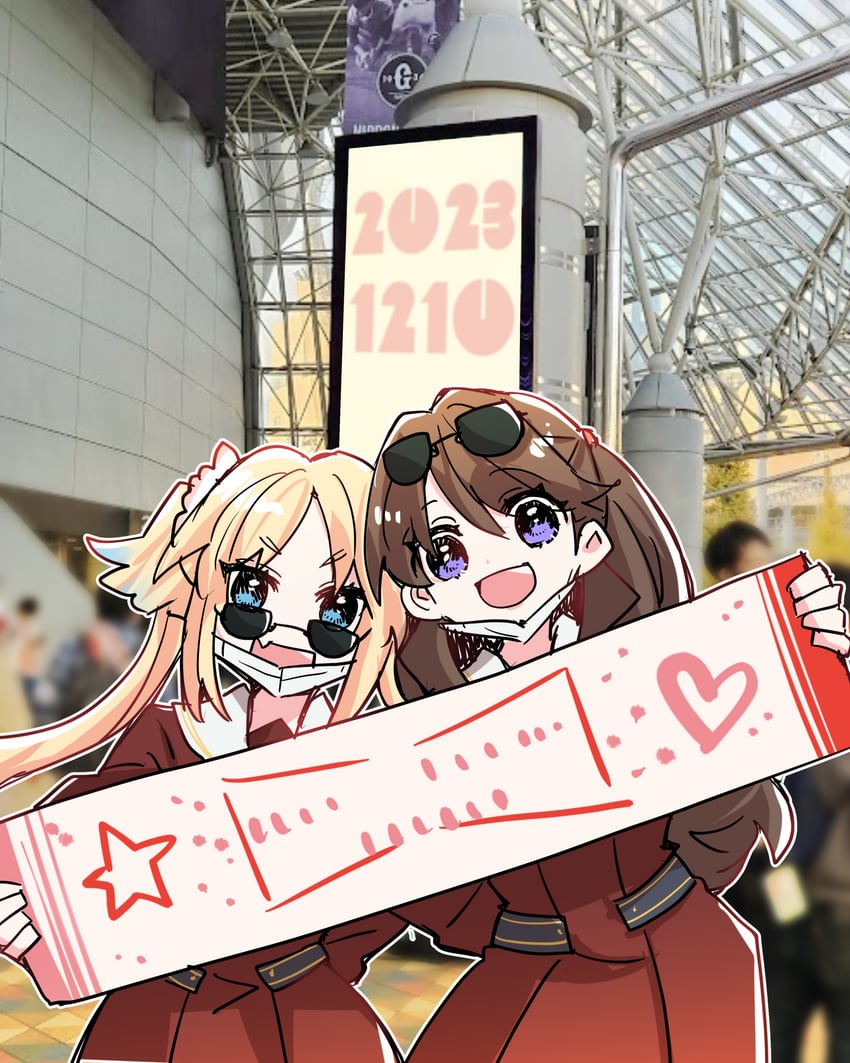 fujishima megumi and osawa rurino (love live! and 1 more) drawn by kanduki_kamibukuro