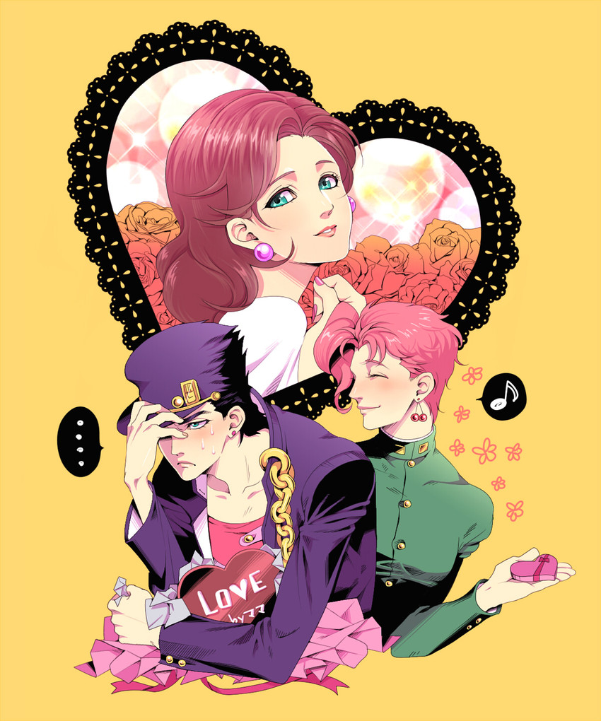 kujo jotaro, kakyoin noriaki, and kujo holy (jojo no kimyou na bouken and 1 more) drawn by nedayashi