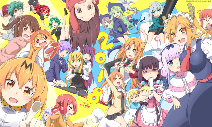 serval, midoriya izuku, asuna, izumi sagiri, kanna kamui, and 23 more (kemono friends and 13 more) drawn by risami121