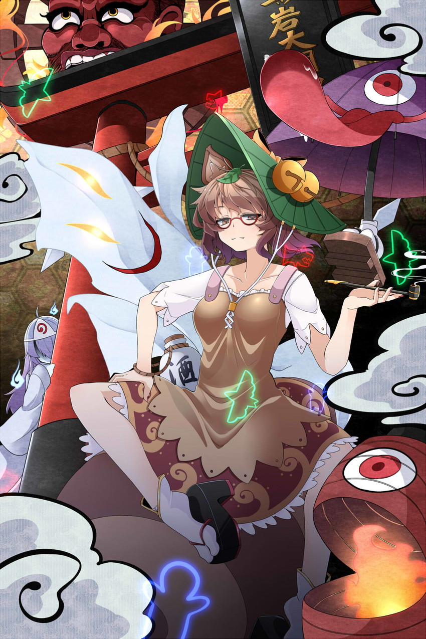 tatara kogasa, futatsuiwa mamizou, and okiku (touhou) drawn by rihito_(usazukin)