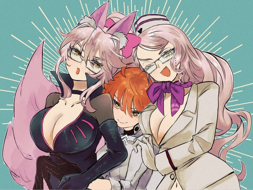 fujimaru ritsuka, tamamo, and koyanskaya (fate and 1 more) drawn by kari_nkori_n