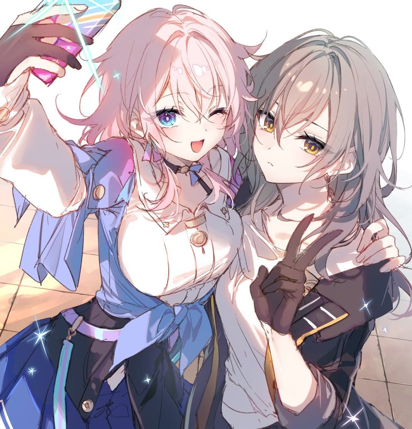trailblazer, stelle, and march 7th (honkai and 1 more) drawn by toosaka_asagi