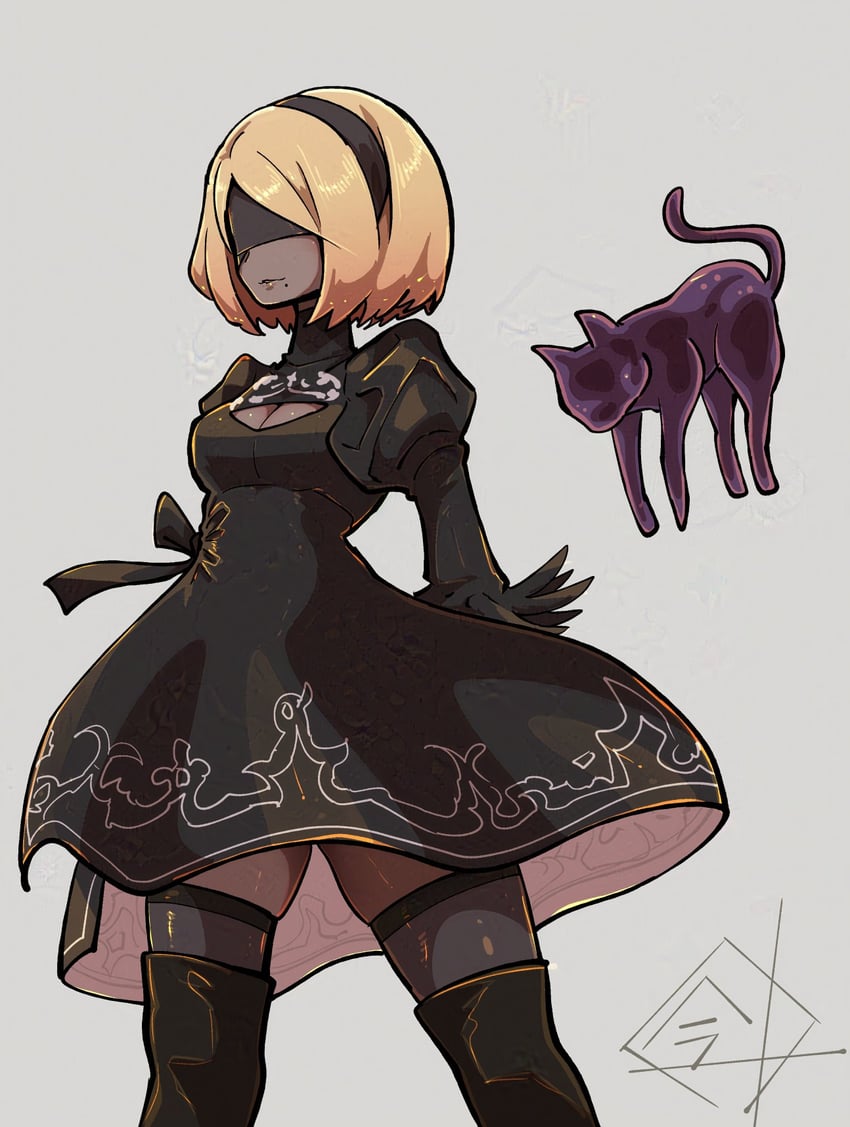 2b, kitten, and dusty (nier and 3 more) drawn by pungter